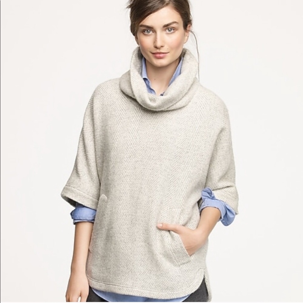 J. Crew cowl poncho herringbone M
